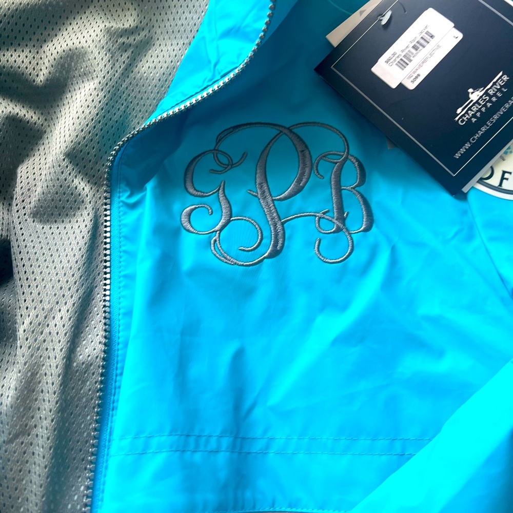 Charles river rain jacket size large initials gbp